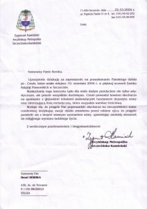 Letter from archeveque Archibishop Kamienski